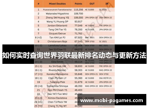 如何实时查询世界羽联最新排名动态与更新方法